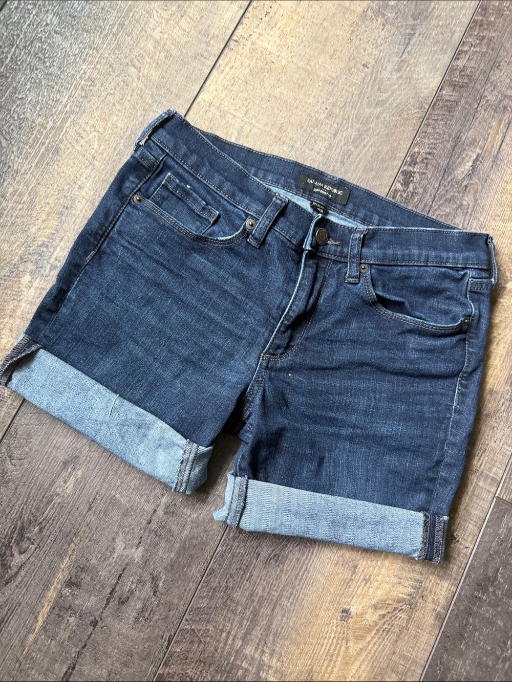 Banana Republic Dark Blue Rolled Hem Denim Shorts